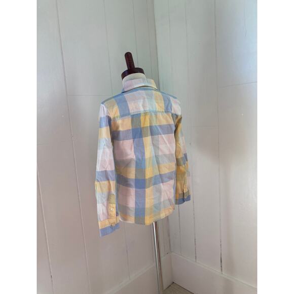 Oshkosh Yellow & Blue Checked Boys Buttondown, Size 5T - Picture 3 of 7
